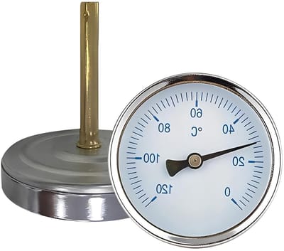 Bimetalen Wijzerthermometer 0-120 °C met 1/2 Inch Aansluiting voor Verwarming en Boiler