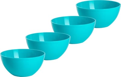 Plasticforte kommetjes/schaaltjes - 4x - dessert/ontbijt - kunststof - D17 x H7 cm - blauw