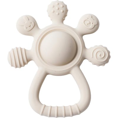 1 pièce Hochet en Silicone pour Bébé Qualité Alimentaire Hochet Dentition Bébé 0-12 Jouets Jouets Sensoriels Pour Tout-Petits Clochette à Main en Silicone Jouets en Silicone beige