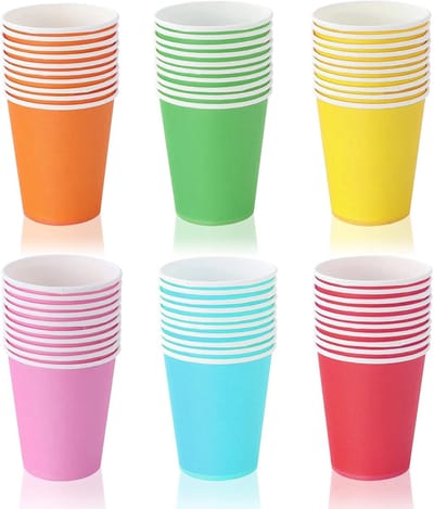 Dailygoods- Papieren Bekers 60 Stuks - Wegwerp Bekers - Kleurrijk - Partybekers - Geschikt Voor Bruiloft - 250 ml - Wegwerpbekers