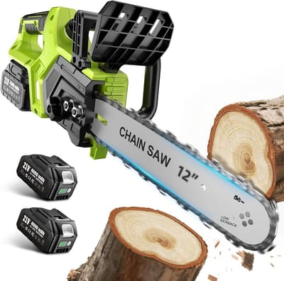 Accukettingzaag - Elektrische zaag - Tuinonderhoud - Automatische smering - 12 inch - Groen