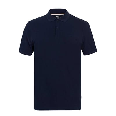 Boss Herenpolo van katoen met geborduurd Pallas-logo (Marine)
