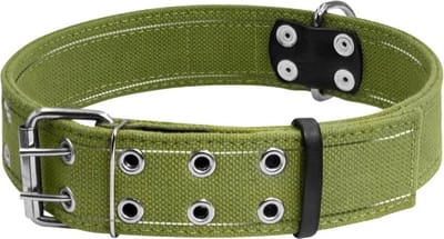 WAUDOG Canvas Halsband / Hondenhalsband - Katoen - Groen - Reflecterend - XL - Breedte: 45 mm - Nekomtrek: 56 - 71 cm (GELIEVE ALVORENS BESTELLEN OPMETEN)