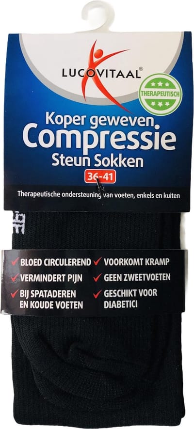 Lucovitaal  Koper Geweven Compressie Steun Sokken - Maat 36-41