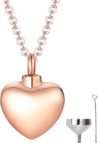 Luxe Ashanger - met Ketting - Voor As, Haren of Parfum - Assieraad - As Ketting - Gedenksieraad - Urn - Incl. As vuller en Opbergzakje - Rosé Gold