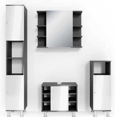 Vicco Badkamermeubel set Fynn, Antraciet, 4-delig