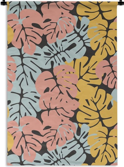 Wandkleed - Wanddoek - Monstera - Hawaii - Design - Pastel - 60x90 cm - Wandtapijt