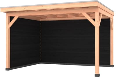 Douglas overkapping, 400 x 300, met achterwand en zijwand, Westwood Comfort Plus Zwart