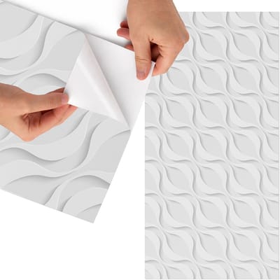 Tulup Meubelfolie - Moderne textuur Meubel Wrap Folie - 75x150 cm - Wit Meubelfolie - Decoratiefolie Zelfklevend - Minimalist Meubelfolie - Meubelfolie Zelfklevend - Badkamer decoratie - Achtergronden en patronen