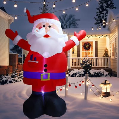 Décoration de Père Noël Gonflable de 8 pieds avec 4 Lumières LED pour Fête de Vacances Cour Jardin Extérieur Décor red