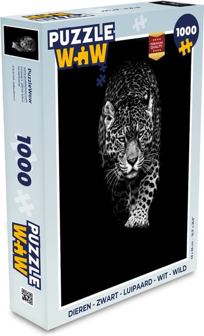 Puzzel Dieren - Zwart - Luipaard - Wit - Wild - Legpuzzel - Puzzel 1000 stukjes volwassenen