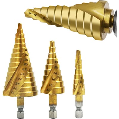NONE HSS Titanium-Gecoate Spiraalgroef Stapboor Of Rechte Gegroefde Boren 3-12 4-12 4-20 4-32 Voor Hout Metaal Gatensnijder Spiral4-12 4-20 4-32