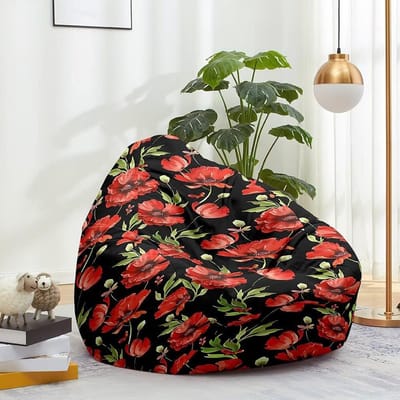 Zitzakhoes - Luie bankhoes - Ontspannen Zitten - Machinewasbaar Materiaal - 100x120cm - Rode tulp