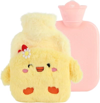 Mini Warmwaterkruik 800 ml met Afneembare Hoes - Grappig Baby Dier Design - Warm en Comfortabel - Geschikt voor Kinderen, Vriendinnen en Familie - Voor Kerstmis en Verjaardag - Witte Geit Patroon