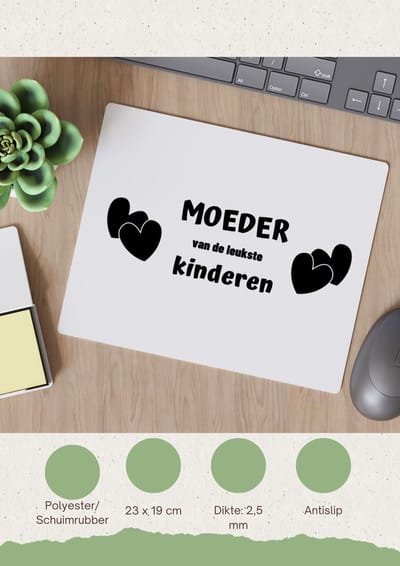 Akyol - moeder van de leukste kinderen Muismat - Mama - de leukste mama - moeder cadeautjes - moederdag - verjaardag - geschenk - kado - 23 bij 19 cm
