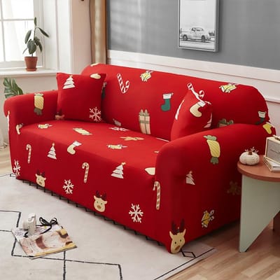 Housses de canapé de Noël pour salon Housse de canapé élastique Housse de fauteuil extensible Tout inclus Housse de canapé 1/2/3/4 places 1pc1-seat 90-140cm