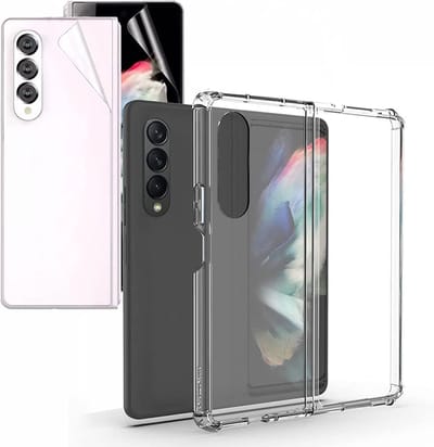Hoesje geschikt voor Samsung Galaxy Z Fold 3 - Screenprotector - Verstevigde Hoeken Transparante Case