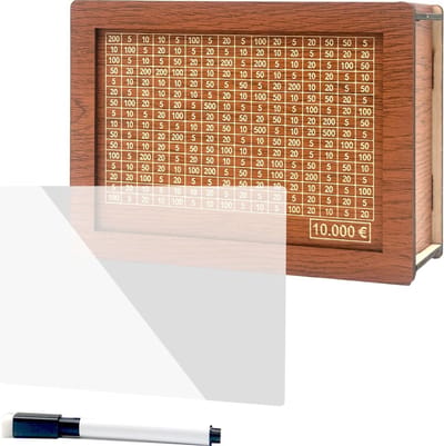 Somstyle Spaarpot Met Doel Volwassenen - Tot €10.000 Sparen - Hout - Geldkist - Herbruikbaar - Bruin