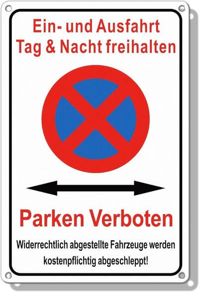 Verkeersbord Parkeren Verboden 30x20 cm - Waterdicht Metalen Oprijlaan BORD
