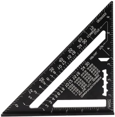 Hoogwaardige 7 Inch Aluminium Driehoek Liniaal en Protractor voor Nauwkeurige Metingen, Ideaal voor Houtbewerking en Technisch Tekenwerk