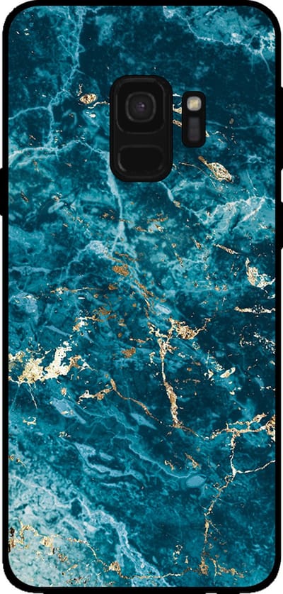 Smartphonica Telefoonhoesje voor Samsung Galaxy S9 met marmer opdruk - TPU backcover case marble design - Blauw geschikt voor Samsung Galaxy S9