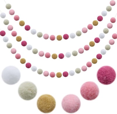Feestelijke Pompons Slingers met Pastel Gekleurde Vilten Ballen voor Decoratie