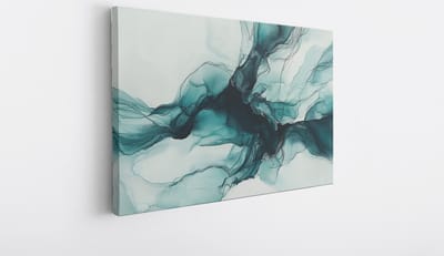 Saammp Canvas Schilderij - zeegroen - marmer - Zwart - Abstracte wanddecoratie- 40x30 - Foto op canvas - Wanddecoratie - Muurdecoratie Woonkamer - Kantoor Decoratie