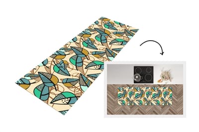 Keukenloper - Loper keuken - Bladeren- Bohemian - Natuur - Patronen - 150x50 cm - Keukenloper vinyl