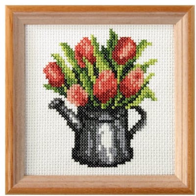 Borduurpakket - Gieter Met Bloemen - Voorbedrukt