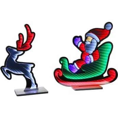 Central Park Spiegel Kerstman Met Slee - Meerkleurig - 46,5cm