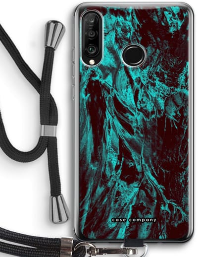 Case Company® - Hoesje met koord geschikt voor Huawei P30 Lite hoesje met Koord - Ice Age - Telefoonhoesje met Zwart Koord - Bescherming aan alle Kanten en Over de Schermrand