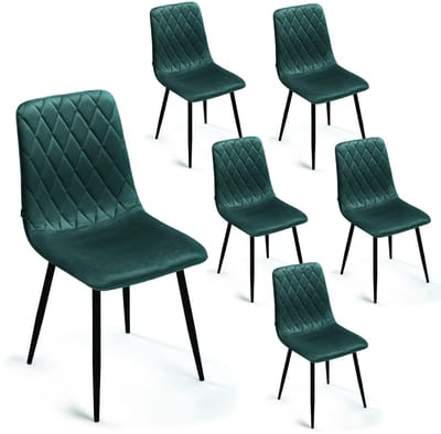 Lina® Elisia Eetkamerstoelen - Stoel - Groen - Set van 6 - Velvet