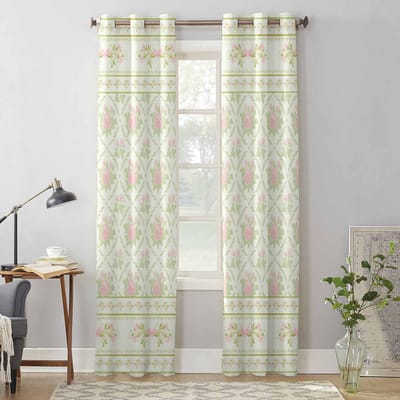 Bloemen Planten Gordijnen in Pastorale Stijl voor Woonkamer Luxe Slaapkamer Gordijn Keuken Jaloezieën Drapes Gordijnen 135W x 60H(cm) x1 white