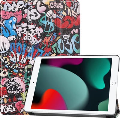 Hoesje Geschikt voor Apple iPad 9 (2021) - 10.2 inch - 9e Generatie - Dun & Stevig - Trifold Bookcase - Hard Cover - Hardcover Book Case - Tablet Hoes - Graffity
