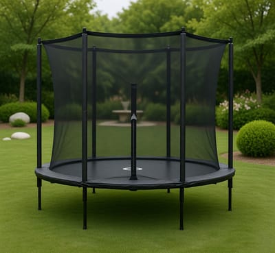 Rond Trampoline Veiligheidsnet met Rits en Gesp – Duurzaam UV-bestendig Vervangingsnet voor 6-Paal Trampolines – Opvouwbaar, Scheurbestendig en Weerbestendig – Veiligheidsnet voor Kinderen en Volwassenen