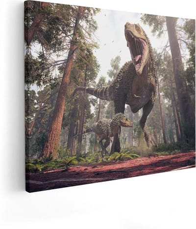 Artaza Canvas Schilderij T-Rex - 50x40 cm - Wanddecoratie Bos - Muurdecoratie Dieren - Kamer Accessoires