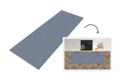 Keukenloper 150x50 cm - Keukenmat vinyl Japan - Blauw - Wit - Patronen - Keukenmatten loper - Keuken vloerkleed tapijt