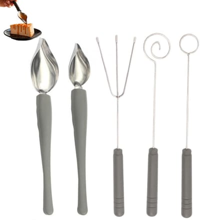 5 stuks - Decoratieve Lepelset - RVS Zeeflepel - Decoratieve Lepel - Lepelset voor schilderen en decoreren - Gereedschap voor het dippen van snoep - Chocoladeschep en -lepel - Roestvrijstalen lepels voor bakken, desserts, sauzen en gerechten