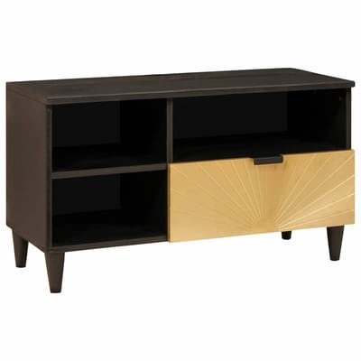 vidaXL - TV - Kast - Zwart - en - Goud - 80 - x - 33 - x - 46 - cm - Bewerkt - hout