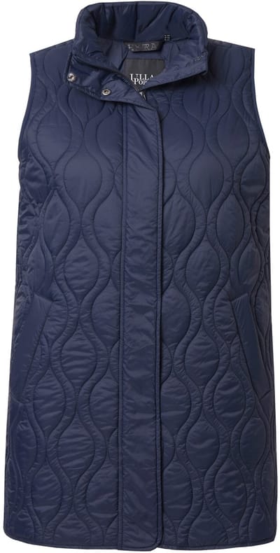 Ulla Popken - Dames - HYPRAR doorgestikte bodywarmer A-lijn 2-wegrits gerecycled - Marine - Maat 42+