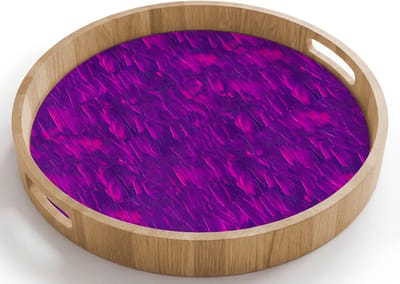 Dienblad rond 40x40 cm - Schootdienblad hout - Olie - Verf - Texturen - Fel - Borrelplank rechthoek - Plateau houten dienbladen