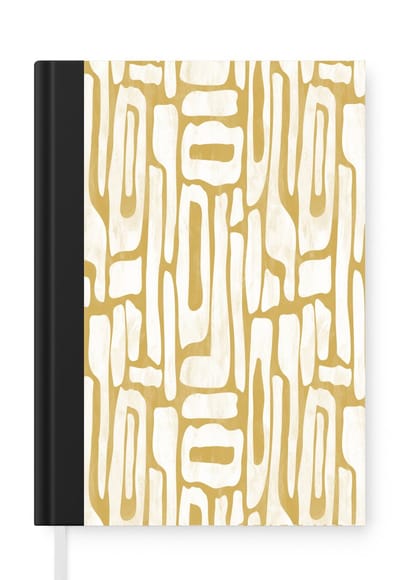 Notitieboek - Schrijfboek - Zandkleur - Wit - Patroon - Notitieboekje klein - A5 formaat - Schrijfblok