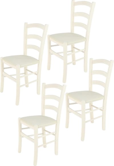 Tommychairs Venice - Eetkamerstoelen - Set van 4 - Wit - Rotan & Hout