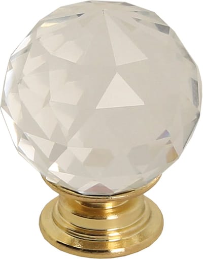 Gamet GP14 - Kristallen Meubelknop - Transparant - Goudglans - Ø 30mm
