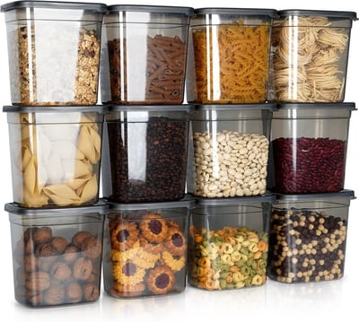 Voedselcontainer Strooibus met Deksel 1,85 l 12 stuks - Container voor Losse Producten - Keuken - Voedsel - Doos