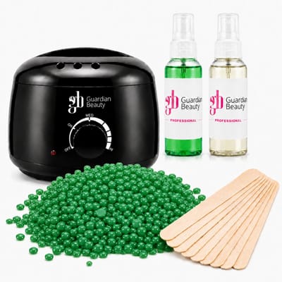 Guardian Beauty Wax Warmer Set - Ontharing - Zwart - 500g Aloe Harde Wasbonen - 60ml Pre en Na Wax Spray + 20 stuks Spatels