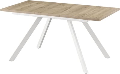Eettafel Uitschuifbaar - Houten Tafel - Gezellig Tafelen - Industriële Look - 160 cm - Zand Eiken
