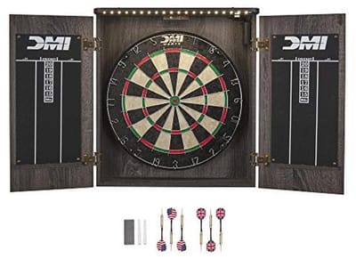 DMI Sports Dartbord kabinetsets met varkenshaar - inclusief LED-verlichting of elektronische scoreoptie
