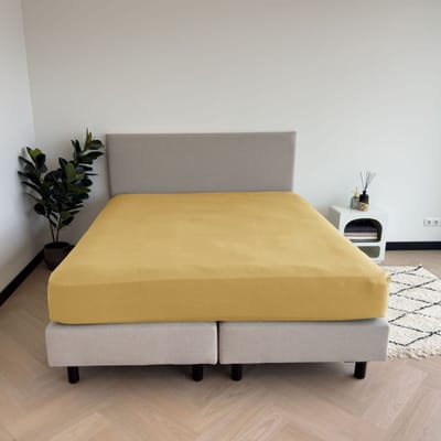 Kayori Emma Hoeslaken Katoensatijn - 90x210-220cm - Matrasdikte 35cm - Rondom Elastiek - Goud