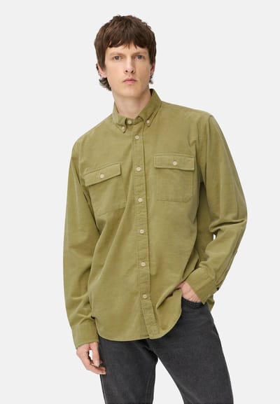 camel active Hemd met lange mouwen en opgestikte zakken - Maat menswear-L - Mossteen